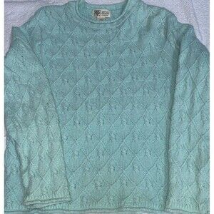MINT Cotton Country by Parkhurst Diamond Cable Knit Sweater - Medium